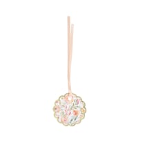 10 étiquettes Dahlia avec ruban - Blanc, couleurs pastel et or - 4 cm