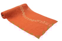Chemin de table mousseline Jolis Brins - Terracotta et or - 28 cm x 5 m