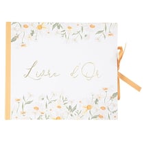 Livre d'Or Artyfêtes - Daisy - Ocre, blanc et or - 22 x 19 cm
