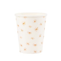 Lot de 8 gobelets Artyfêtes - Daisy - Carton - Ocre et blanc - 255 mL