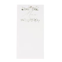 Lot de 8 menus Artyfêtes - Jardin Botanique - Vert sauge et blanc - 10 x 20 cm 