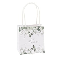 Lot de 4 sacs Artyfêtes - "Merci" Jardin Botanique - Vert sauge et blanc - 10 x 11 x 7 cm