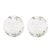 Lot de 2 badges Artyfêtes - "Parent des Mariés" Jardin Botanique - Vert sauge et blanc - Ø5cm