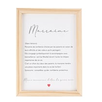 Cadre Artyfêtes - "Marraine" - Bois, Blanc, Noir et Rouge - 14,5 x 19,5 x 1 cm