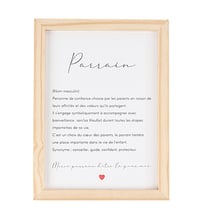 Cadre Artyfêtes - "Parrain" - Bois, Blanc, Noir et Rouge - 14,5 x 19,5 x 1 cm