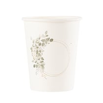 Lot de 8 gobelets Artyfêtes- Jardin Botanique - Carton - Vert sauge et blanc - 255 mL