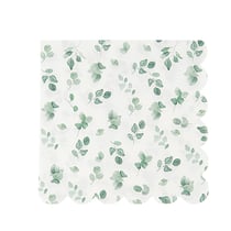 Lot de 16 serviettes Artyfêtes - Jardin Botanique - Papier - Vert sauge et blanc - 33 x 33 cm - 3 plis