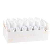 Lot de 24 présentoirs de cornets à confettis Artyfêtes - "Servez-vous" - Blanc et or - 36 x 21 x 16 cm