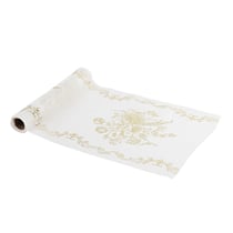 Chemin de table Artyfêtes - Vintage mousseline - Blanc et or - 28 cm x 5 m
