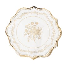 Lot de 16 serviettes Artyfêtes - Vintage - Papier - Blanc et or - 32 x 32 cm - 3 plis