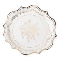 Lot de 8 assiettes Artyfêtes - Vintage - Carton - Blanc et or - Ø23 cm 