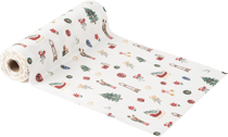 Chemin de table - Douceur d'Enfance Christmas Story - Velours - Blanc, vert et rouge - 28 cm x 3 m