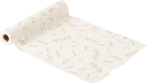 Chemin de table - Feuilles de houx - Mousseline - Crème et or - 28 cm x 3 m