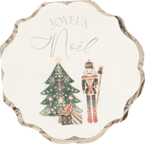 Lot de 16 serviettes « Joyeux Noël » Christmas Story - Papier - Crème, vert et or - 32 x 32 cm