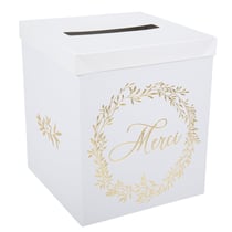 Urne Jolis Brins - Merci - Blanc et or - 21 x 25 cm                       