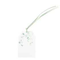 10 Étiquettes Sauge Green Blanc, Vert Sauge 6 x 4 cm + Ruban Satin Vert Sauge