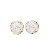 2 Badges Témoin Coachella Mood Blancs - Terracotta, Blush et Or - 5 cm