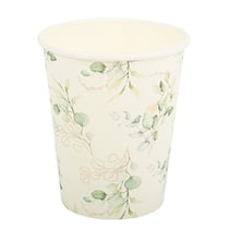 8 Gobelets Sauge Green Blancs, Vert Sauge et Or - 255ml