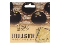 Lot de 3 feuilles d'or comestible Patisdécor - Or 22 carats - 8 x 8 cm - 10 g