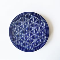 Plateau en stéatite - Fleur de vie - bleu 