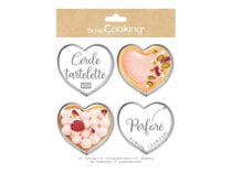 Lot de 4 cercles à tarte ScrapCooking® - Cœur - 7,5 x 8,5 cm
