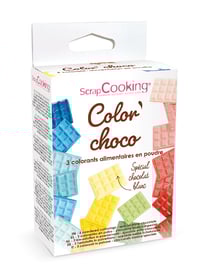 Lot de 3 colorants alimentaires solubles en poudre ScrapCooking - Bleu, jaune, rouge - 15 g