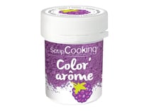 Colorant alimentaire en gel violet + paillettes dorées 