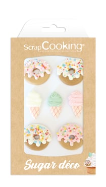 Lot de 7 décorations en sucre ScrapCooking®- Donuts & Glaces - 37 g