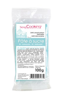Pâte à sucre bleu clair 100 g + Stylo de glaçage noir Scrapcooking