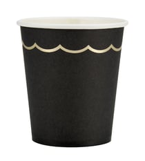 Gobelets festonnés - 200ml noirs et or x 8