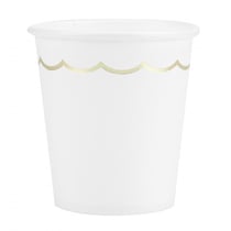 Gobelets festonnés - blanc et or - 200ml