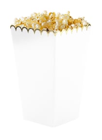 8 boîtes à pop-corn blanc et or
