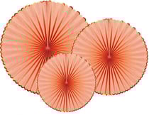 Set de 3 eventails - terracotta et or