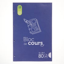 Bloc de feuilles simples - Format A4 21 x 29,7 cm - 160 pages lignées - Blanc 70 g/m² - Cultura