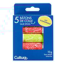 Lot de 5 bâtons de colle 10 g - Coloris assortis - Cultura