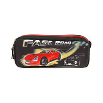 Trousse rectangulaire Fast road - 2 compartiments - Noir - Cultura
