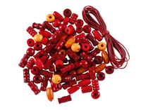 Sachet de perles rouges en bois avec cordon - Créalia