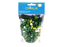 Sachet de perles vertes en bois avec cordon - Créalia