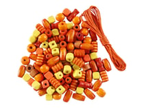 Sachet de perles oranges en bois avec cordon - Créalia