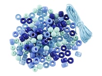 Sachet de perles bleues en plastique avec cordon - Créalia