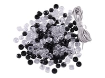 Sachet de perles noires en plastique avec cordon - Créalia