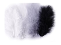 Set de 40 plumes blanches noires - Créalia - 6 à 8 cm