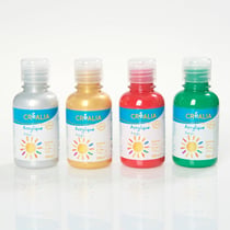Set acryl Noël 4 x 150ml Acrylique : or, argent, rouge, vert - Créalia enfants
