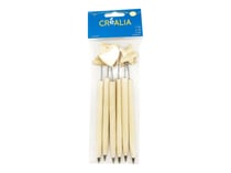 Set de 6 stylos bille bois naturel à embout étoile cœur nuage - Créalia
