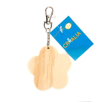 Porte-clefs fleur bois naturel - Créalia
