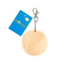 Porte-clefs rond bois naturel - Créalia