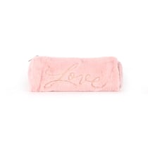 Trousse ronde peluche - 1 compartiment - Rose Love - Cultura