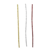 30 fils chenille métalliques dorés argentés rouges 30 cm Noël - Créalia