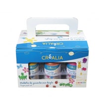 Lot de 6 gouaches au doigt couleur pastels 150 ml - Créalia
