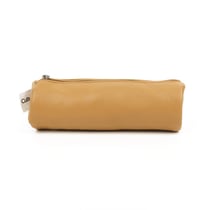 Trousse ronde effet cuir - 1 compartiment - Camel - Cultura